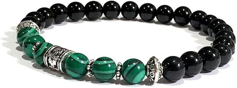 Small Handmade Malachite and Black Tourmaline Healing Bracelet 6.5 Inches in Saudi Arabia