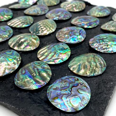 ABCGEMS Gem-Quality New Zealand Silvery Abalone Shell Pendant (Carved From the Thickest Nacre Part of the Paua Shell) Top-Drilled Reversible Concave-Convex 35-40mm Coin (Matching Pair) in Kuwait