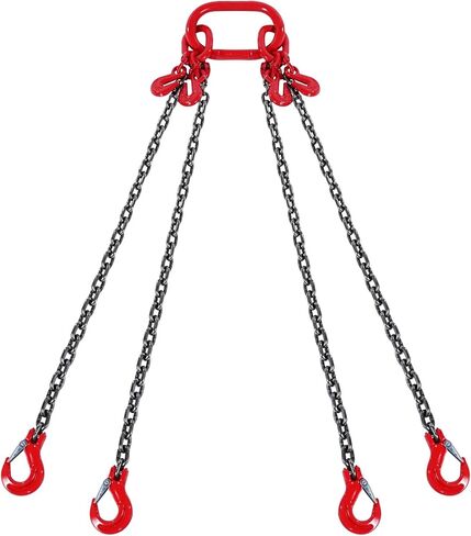 VEVOR Chain Sling, 1/4 inch x 5 ft Lifting Chains with Hooks, G80 Engine Chain Hoist Lifts, 6600 lbs/3 Ton Lifting Sling Chains for Engine Hoist, Engine Lift Chain with 4 Leg Grab Hooks and Adjusters in Saudi Arabia