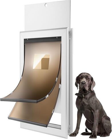 Large Dog Door for Door - Aluminum Doggie Doors for Large Dogs - Large Dog Door for Exterior Doors with Weather Proof Flap, Security Panel in Saudi Arabia