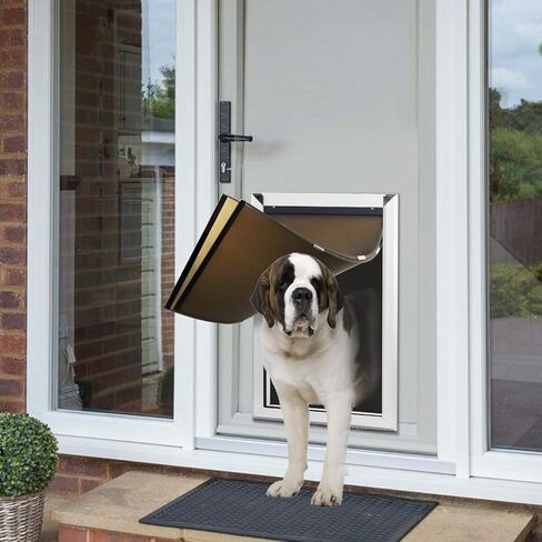 Large Dog Door for Door - Aluminum Doggie Doors for Large Dogs - Large Dog Door for Exterior Doors with Weather Proof Flap, Security Panel in Saudi Arabia
