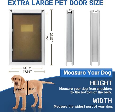 Large Dog Door for Door - Aluminum Doggie Doors for Large Dogs - Large Dog Door for Exterior Doors with Weather Proof Flap, Security Panel in Saudi Arabia