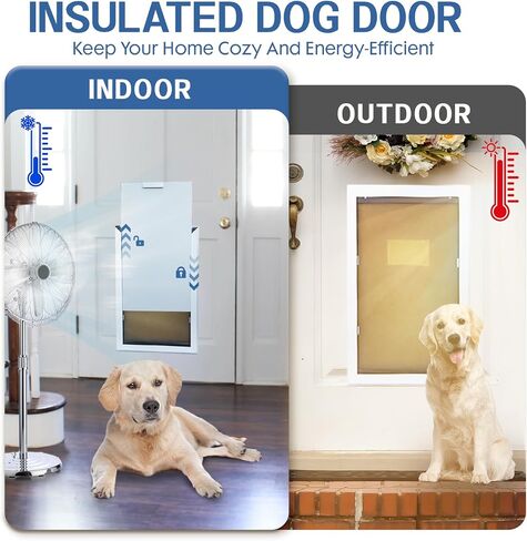 Large Dog Door for Door - Aluminum Doggie Doors for Large Dogs - Large Dog Door for Exterior Doors with Weather Proof Flap, Security Panel in Saudi Arabia