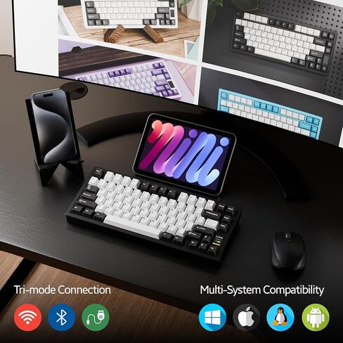 Chilkey ND75 Aluminum Keyboard 75% Percent Wireless Gaming Mechanical Keyboard with LCD Screen, Quick Assembly, BT/2.4G/USB-C, Hot Swappable Per-Key RGB Custom Keyboard for Windows, MacOS in Kuwait