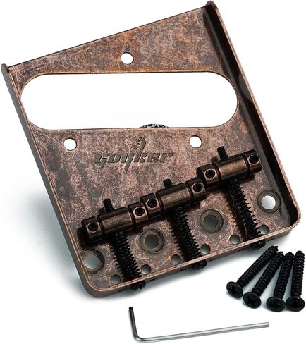 Guyker In-Tune Bronze Color Fixed Bridge with 3 Saddles Compatible with Tele TL Telecaster Guitar in Saudi Arabia