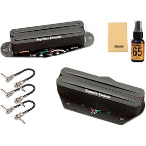 Seymour Duncan STHR-1 Hot Rails Tele Pickup Set Bundle with 3 MXR Patch Cables and Dunlop Polishing Kit