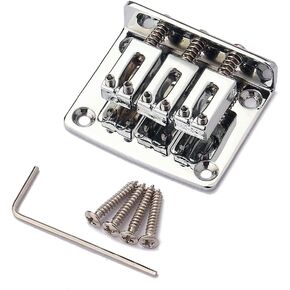 Alnicov Electric Guitar Bridge，Adjustable 3 String Fixed Guitar Bridge for Cigar box Guitar Chrome