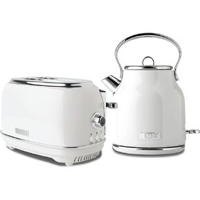 Haden 1.7L Stainless Steel Electric Kettle and 2 Slice Wide Slot Toaster Kitchen Appliance Set for Home and Cooking Essentials, Black/Copper