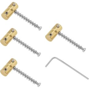 ECSiNG 1Set 20mm Brass Bass Bridge Saddle Kit with Mounting Accessories Replacement Part for 4 String Precision Jazz Bass String Spacing 20mm Diameter 9mm