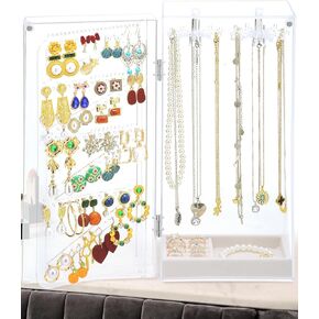 Necklace Holder Organizer Necklace Display Stand Necklace Box Jewelry Holder Organizer Acrylic Clear Jewelry Organizer Necklace Display Jewelry Display Case Rotation with 24 Hooks