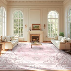 5x7 Area Rugs 5x7 Rug Vintage Rugs 5x7 Machine Washable Rugs Floor Carpet Non-Slip Low Pile Area Rugs for Living Room Bedroom Dining Room Indoor Beige in Kuwait