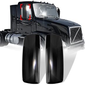Black Door Mirror Cover for Volvo VNL Trucks 04-17, Driver & Passenger Side, Left & Right Side (A Pair)