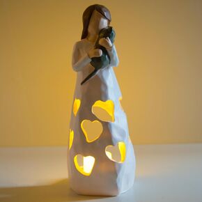 Gifts for Women Cat Angel Candle Holder Statue Flickering Led Candle - Pet Loss Gifts, Cat Lovers Gifts for Women, Sympathy Gift Ideas for Loss of Cat, Angel Figurines Cat Decor