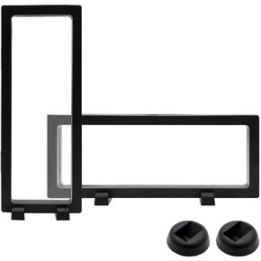 QUMENEY 6PCS 3D Floating Frame Display Stands, Transparent Display Floating Frame Holder with Bases, Challenge Coin Holder Showcase for Jewelry, Medallions, Antique, Specimens, 3.54x3.54 Inch