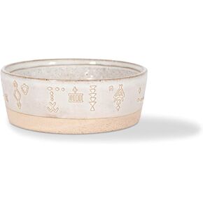 Fringe Studio Stoneware Pet Bowl with Tribal Marks, Medium, White (485002)