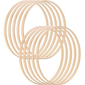 10 Pcs Wooden Rings for Crafts, Wooden Hoops for Crafts, Bamboo Floral Hoop, Craft Dream Catcher Rings, for for DIY Weddding Wreath Dreamcatcher 8"