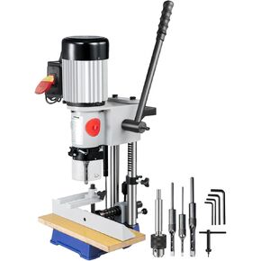 VEVOR Woodworking Mortise Machine, 3/4 HP 3400RPM Powermatic Mortiser With Chisel Bit Sets, Benchtop Mortising Machine, For Making Round Holes Square Holes, Or Special Square Holes In Wood