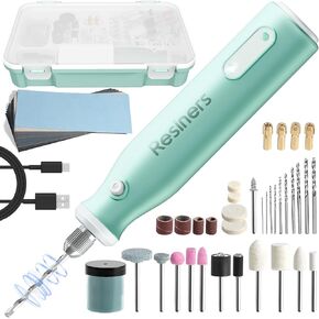 Resiners Cordless Rotary Tool Kit, Resin Drill & Polishing Kit, 5-Speed Adjustable, Type-C Charging, 54pcs Electric Jewelry Making Kit for Drilling, Polishing, Sanding, Grinding DIY Crafts