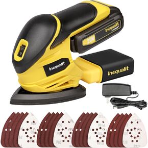 20V Cordless Detail Sander, Electric Sander with 12000 RPM, Including 20-Piece Sandpaper Set and Dust Collection System for Precise Sanding in Tight Spaces, Battery and Charger Bundled