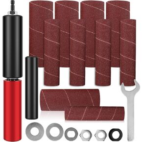 Drum Sander Set, Portable Rubber Sanding Drum Spindle Sander Adapter, Hand-Held Spindle Sanding Drum with 120 Grit Sandpaper Drum, Sanding Sleeves Power Drill Driven Drum Sander