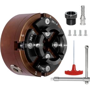 4 Inch Wood Lathe Chuck Set 1" x 8TPI Thread & 3/4"x16TPI Adapter, Self-Centering 4 Jaw Wood Turning Chuck