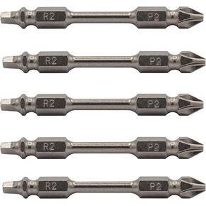 Double Ended Phillips and Square Screwdriver Bits - Vega Professional Impact Grade Double-Ended Phillips #2 and Robertson Square #2 Screwdriver 2-9/16" Bits. (5 Pack)