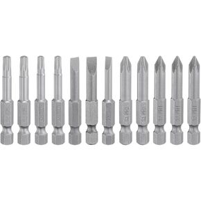 HARFINGTON 12pcs Screwdriver Bit Set SL3/4/5/6 PH1(6.0) PH2(6.0) T20/T25 S2 Steel 1/4" Hex Shank 2" Length Magnetic Slotted Phillips Torx Head Power Drill Bits