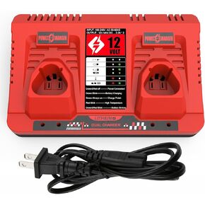 ANTRobut Replacement for Milwaukee Charger Station Compatible with Milwaukee Battery Charger 12V (2 Port) for Milwaukee 12V Lithium Battery 48-11-2412 48-11-2420 48-11-2411 48-11-2440 48-11-2401