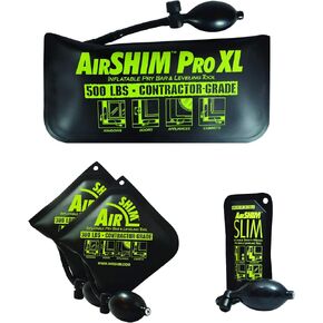 Calculated Industries 1132 AirShim Inflatable Pry Bars and Leveling Tools 4-pc Value Pack – 2 Original AirShims, 1 AirShim Pro XL, and 1 AirShim Slim | Contractor-Grade Pump Wedges | Set of 4