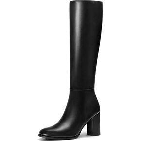 Lumeheel Black Knee High Boots for Women Round Toe Chunky Heel Gogo Boots with Side Zip Women's Fashion Tall Boots