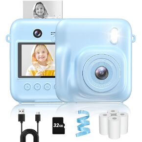 Kids Camera Instant Print, 48MP Selfie Digital Camera for Kids Christmas Birthday Gifts, 1080P Instant Print Cameras with Print Paper, 32GB Card, Toddle Toy for 4 5 6 7 8 9 Year Old Boys Girls-Pink