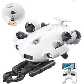 【جديد 2024】طائرة بدون طيار FIFISH V-EVO 4K60FPS تحت الماء مع ذراع آلي، مع بطاقة SD قابلة للإزالة، قفل رؤية QYSEA AI بحركة شاملة الاتجاهات 360 درجة تحت الماء مع تثبيت العمق، روبوت محمول مع تحكم في الواقع الافتراضي