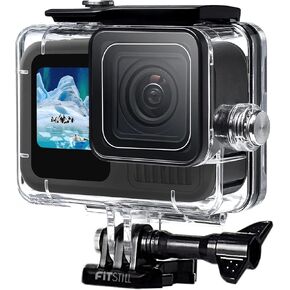 حافظة مقاومة للماء بطول 196FT/60M من FitStill لـ Go Pro Hero 9 Hero 10 Hero 11 Hero 12 باللون الأسود، غطاء حماية للغوص تحت الماء لـ Hero 9/10/11/12 مجموعة ملحقات كاميرا الحركة السوداء in Kuwait