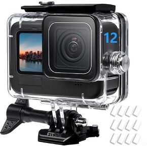 FitStill 196FT/60M Waterproof Case for Go Pro Hero 9 Hero 10 Hero 11 Hero 12 Black,Protective Underwater Diving Housing for Hero 9/10/11/12 Black Action Camera Accessories Kit
