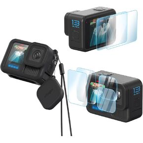 Silicone Protective Case Cover,Screen and Lens Protector for GoPro Hero 13 (Black)