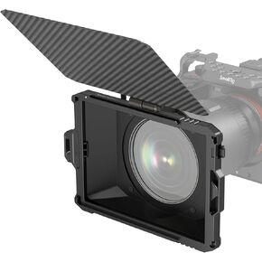 SmallRig Mini Matte Box Lite, DSLR Matte Box with Carbon Fiber Top Flag, with Two 4x5.65 Filters, for 67mm/72mm/77mm/82mm/95mm Lenses, for 4x5.65 Filter/Circular Filter - 4955