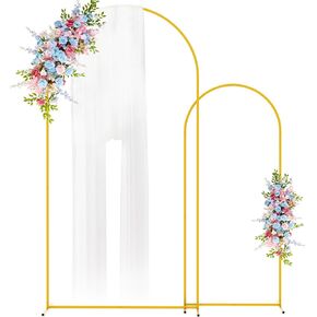 Putros Metal Arch Backdrop Stand Gold Wedding Arch Stand Set of 2 (7.2FT/6FT) Square Arched Frame for Birthday Party Graduation Ceremony Decoration