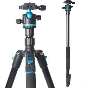 Camera Tripod,68" / 174cm Lightweight Travel Tripod & Monopod with 360°Ball Head Payload 33lbs,Adjustable Height from 17" to 68" Professional Tripod for DSLR Camera Shooting