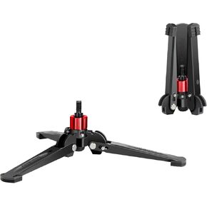 Manbily Mini Tripod Base for Monopods, 3/8" Screw Desktop Tripod with Three Feet, Monopod Stand Support, Travel for Ball Head Tripod/Fluid Head DSLR Camera Camcorder, Tilt 20° & Rotate 360° (Red)