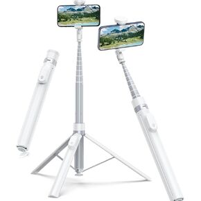 حامل ثلاثي تلقائي TONEOF مقاس 66 بوصة، حامل ثلاثي للهاتف يفتح تلقائيًا مع جهاز تحكم مغناطيسي قابل لإعادة الشحن، حامل ثلاثي القوائم لعصا سيلفي 360 درجة عموديًا وأفقيًا قابل للدوران، حامل ثلاثي ثابت للسفر لهاتف iPhone/Android (أبيض) in Kuwait