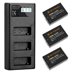 K&F Concept 3-Pack LP-E17 Battery and Upgraded 3-Slot LCD Charger for Canon EOS R50 RP R10 R8, Rebel T8i T7i T6i T6s SL2 SL3 EOS M3 M5 M6 200D 77D 750D 760D 800D 8000D Camera