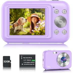 Digital Camera with 32G Card, 1080P Kid Camera 44MP HD Digital Camera Cheap Compact Digital Camera Photo Camera with 2.4" Screen 16X Digital Zoom and 1 Battery for Girls, Boys, Beginner