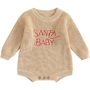 My First Christmas Baby Christmas Sweaters Letter Embroidered Long Sleeve Fall Winter Knitted Pullover
