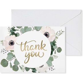 Thank You Cards - All Occasions 48 pack | Thank You Cards with Envelopes | Bridal Shower Thank You Cards | Wedding Thank You Cards | Baby Shower Thank You Cards | Blank Thank You Cards | Floral Thank You Card(4x6)