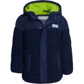 DKNY Toddler Boys Jacket - Heavyweight Polar Fleece Lined Sherpa Layette Bubble Puffer Jacket - Infant Winter Jacket (12M-4T)