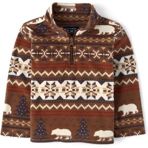 The Children's Place Baby Toddler Boys Warm Fleece Quarter Zip Pullover