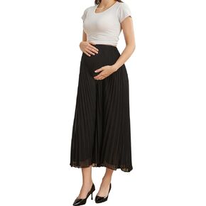 Women's Maternity Skirt Pleated Elastic High Waist, Pregnancy Skirt Over The Belly, A Line Chiffon Skirt Casual Wear