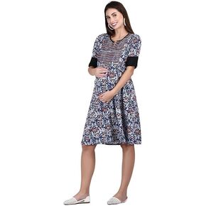 فستان الحمل للسيدات من Oriri™ مصنوع من القطن برقبة دائرية مع سحاب (Maternity_Kurti-1) in Saudi Arabia