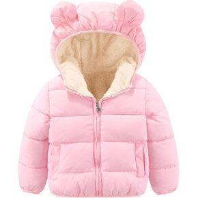Toddler Boys Girls Thicken Winter Coat Baby Fleece Warm Cute Bear Ear Hooded Jacket Clothes 2024