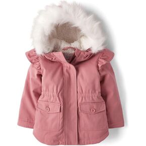 The Children's Place Baby Girls' and Toddler Heavy-Weight Winter Parka Jacket, Water-resitant, Sherpa Lined, Faux Fur Hood